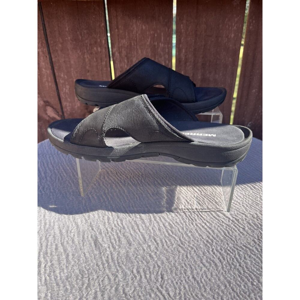 Men's Merrell Black Sandspur 2 Leather Upper Slides Size 7